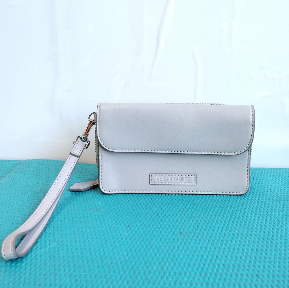 Vera Bradley Women's Wallet Wristlet Gray Leather - Mini Bag